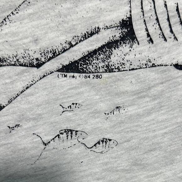 Vintage 80s Florida Shark Tee Mens Large Animal Print Ocean Singe Stitch Shirt - Picture 4 of 4